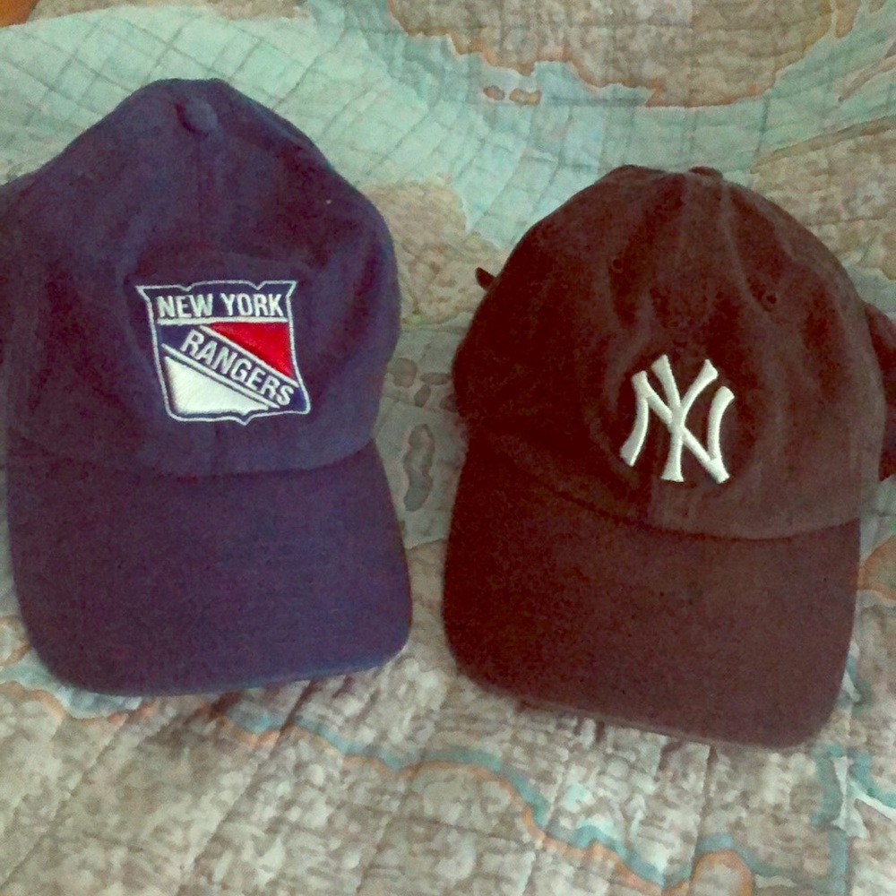 NY Yankees & NY Rangers hats